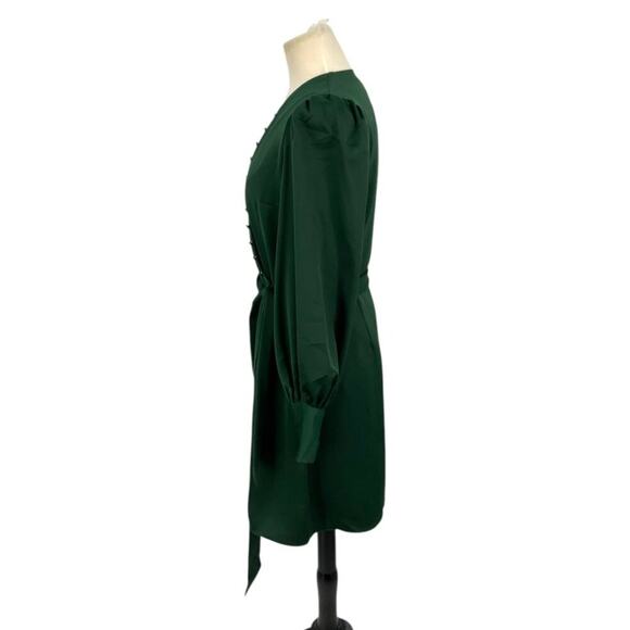 Alexia Admor Satin Mini Wrap Dress Emerald Green Size 10 NWT $245 MSRP - Picture 4 of 7